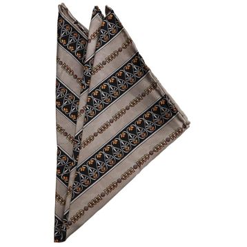 Kravatkolik SPS426 Gri Motif Baskılı İpek Mendil