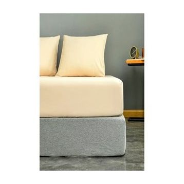 Krem 160x200 cm Çift Kişilik Lastikli Penye Çarşaf
