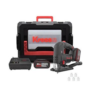 KRESS KUE26 20 Volt 4 Ah Li-İon Çift Akülü Profesyonel Kömürsüz Devir Ayarlı Şarjlı Dekupaj Testere