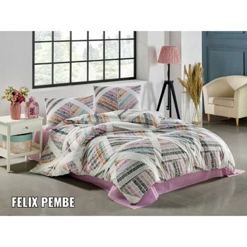 Kristal Felix Pembe Terry Cotton Çift Kişilik Nevresim Takımı