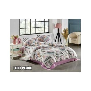 Kristal Felix Pembe Terry Cotton Çift Kişilik Nevresim Takımı