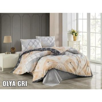 Kristal Olya Gri Terry Cotton Çift Kişilik Nevresim Takımı