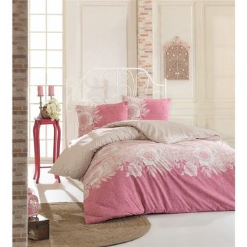 Kristal Ranforce Demre Pembe Çift Kişilik Nevresim Takımı