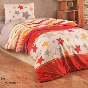Kristal Tutku Sarı Kırmızı Tek kişilik Nevresim Takımı