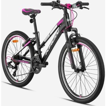 Kron XC 75 24 Jant Lady V Fren 21 Vites Alüminyum Gövde Mat Siyah Pembe Kız Çocuk Dağ Bisikleti