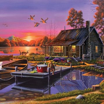 KS Games 2000 Parça Göl Kenarında Kulübe Puzzle