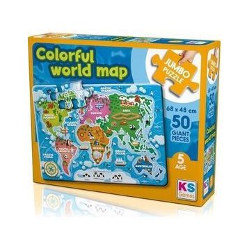 KS Puzzle Colorful World Map Jumbo Puzzle