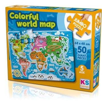 KS Puzzle Colorful World Map Jumbo Puzzle