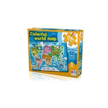 KS Puzzle Colorful World Map Jumbo Puzzle