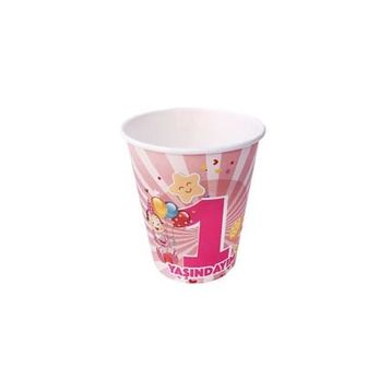 KullanAtMarket 8 Adet Pembe Karton Bardak