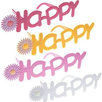 KullanAtMarket Çiçekli Happy 1 Adet Parti Gözlüğü