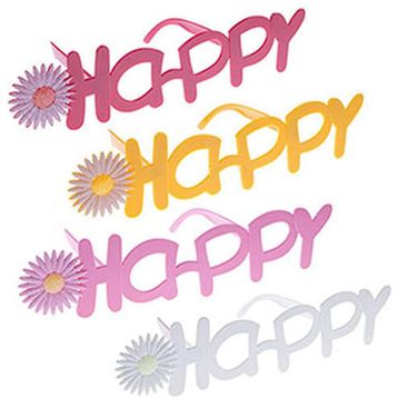 KullanAtMarket Çiçekli Happy 1 Adet Parti Gözlüğü