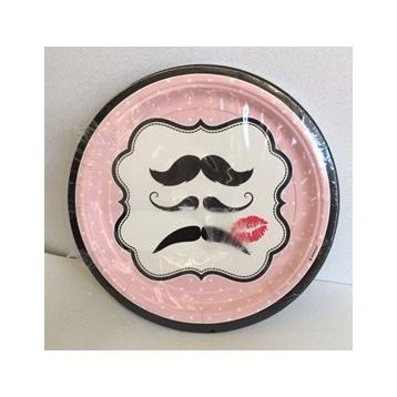 KullanAtMarket Pembe Bıyık 8 Adet Tabak