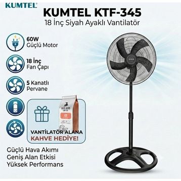 Kumtel KTF-345 Siyah Ayaklı Vantilatör