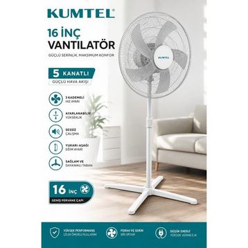 Kumtel KTF-355 Beyaz Ayaklı Vantilatör