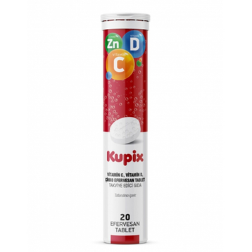 Kupix Vitamin C Vitamin D Çinko Portakal Aromalı 20 Efervesan Tablet