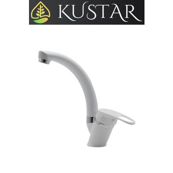 Kustar Tyal Beyaz Kısa Mix Aç Kapa Banyo Lavabo Bataryası