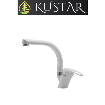 Kustar Tyal Beyaz Kısa Mix Aç Kapa Banyo Lavabo Bataryası