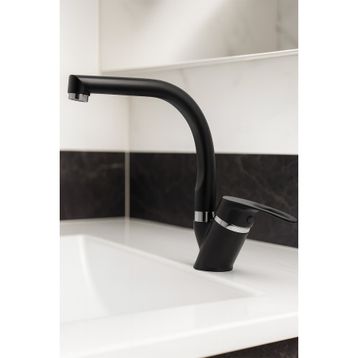 Kustar Tyal Siyah Kısa Mix Aç Kapa Banyo Lavabo Bataryası