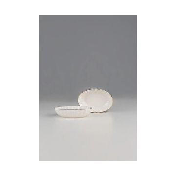 Kütahya Porselen Bone Luz Form 2 Parça 15 cm Altın File Oval Kase