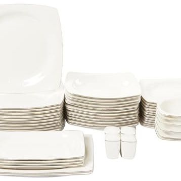 Kütahya Porselen Bone Mare 50 Parça 12 Kişilik Platin Yemek Takımı