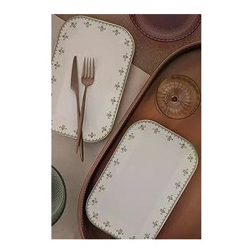 Kütahya Porselen Bone Minas Goblen 2 Parça 26x17 CM Kayık Tabak
