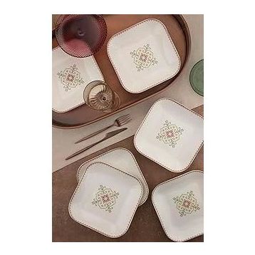 Kütahya Porselen Bone Minas Goblen 6 Parça 20 cm Çukur Tabak