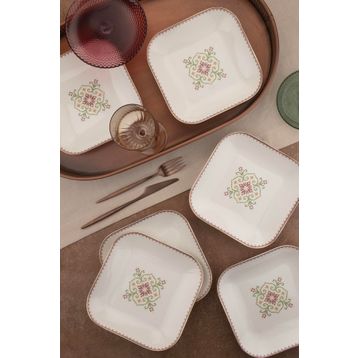 Kütahya Porselen Bone Minas Goblen 6 Parça 20 cm Çukur Tabak