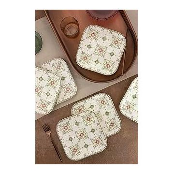 Kütahya Porselen Bone Minas Goblen 6 Parça 20 cm Düz Tabak