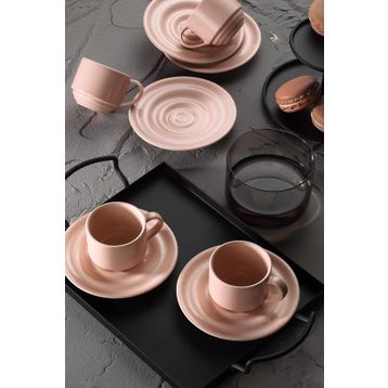 Kütahya Porselen Pembe New Tuvana Kahve Takımı