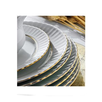Kütahya Porselen Sedef Yaldızlı 17 cm 6'lı Yemek Tabağı