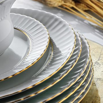 Kütahya Porselen Sedef Yaldızlı 20 cm 6'lı Pasta Tabağı