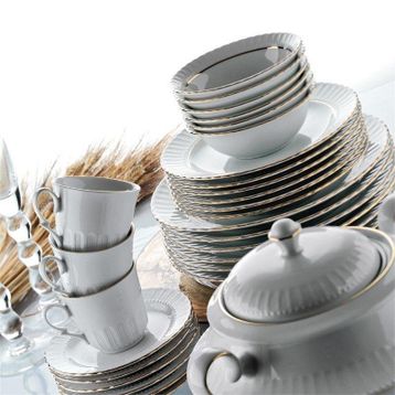 Kütahya Porselen Sedef Yaldızlı 20 cm 6'lı Pasta Tabağı