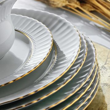 Kütahya Porselen Sedef Yaldızlı 25 cm 6'lı Servis Tabağı