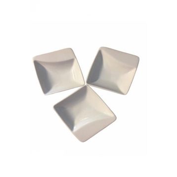 Kütahya Porselen Tavola 7 cm Mini Kare Kaşık 3'lü Sosluk Reçellik Kahvaltı Tabağı