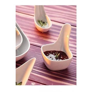 Kütahya Porselen Tavola 7 cm Mini Kare Kaşık 3'lü Sosluk Reçellik Kahvaltı Tabağı