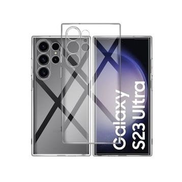 Kvy Samsung Galaxy S23 Ultra Kamera Korumalı Süper Silikon Şeffaf Kılıf