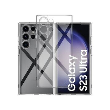 Kvy Samsung Galaxy S23 Ultra Kamera Korumalı Süper Silikon Şeffaf Kılıf
