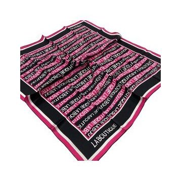La Boutique 1631-07 Pembe Harf Desenli Sura İpek Eşarp