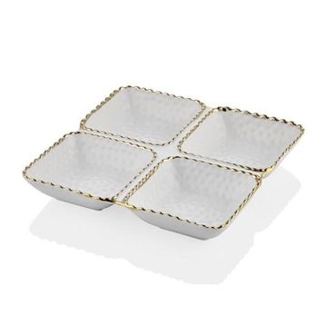 La Medore 1STV-029 Hammered 4'lü White Gold Çerezlik