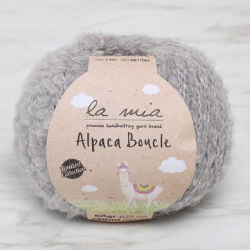 La Mia Alpaca Boucle 34385 L302 50 gr Gri El Örgü İpi