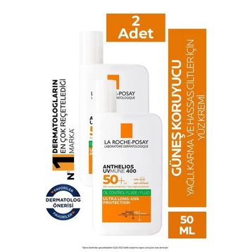 La Roche-Posay Anthelios Uvmune 400 SPF50+ Oil Control Fluid 2x50 ml Yüz Güneş Kremi