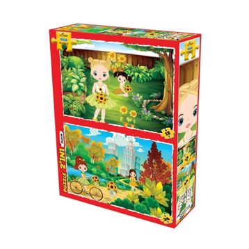 Laço Ayçiçeği ve Kızlar 2in1 12-24 Parça Puzzle