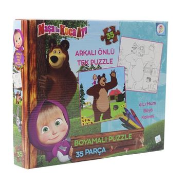 Laço Maşa İle Koca Ayı Boyamalı Puzzle