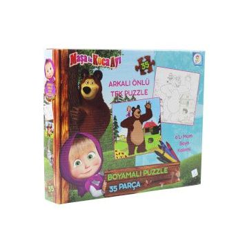 Laço Maşa İle Koca Ayı Boyamalı Puzzle