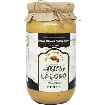 Laçoko 1 kg İsme Özel Şekersiz,Glutensiz,Doğal Çifte Kavrulmuş Parçacıklı Extra Crunchy Fıstık Ezmesi