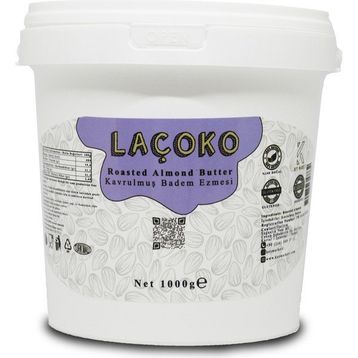 Laçoko 1 kg Kova Şekersiz Katkısız Glutensiz Vegan Doğal Badem Ezmesi