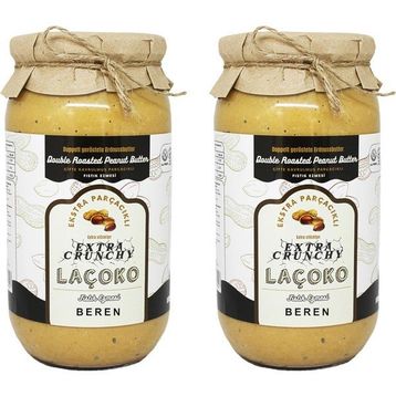 Laçoko 2 kg İsme Özel Şekersiz, Katkısız, Glutensiz, Vegan, Doğal Çifte Kavrulmuş Parçacıklı Extra Crunchy Fıstık Ezmesi