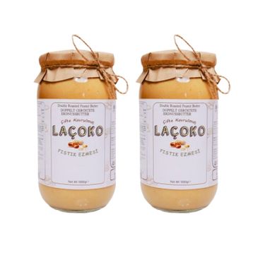 Laçoko 2 kg İsme Özel Şekersiz,Glutensiz,Doğal Çifte Kavrulmuş Parçacıklı Extra Crunchy Fıstık Ezmesi