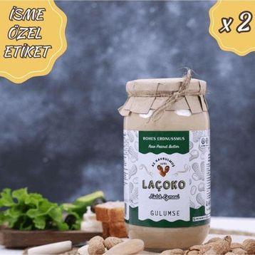 Laçoko 2 kg İsme Özel Şekersiz,Saf,Katkısız,Glutensiz,Vegan,Doğal Az Kavrulmuş(Çiğ) Fıstık Ezmesi